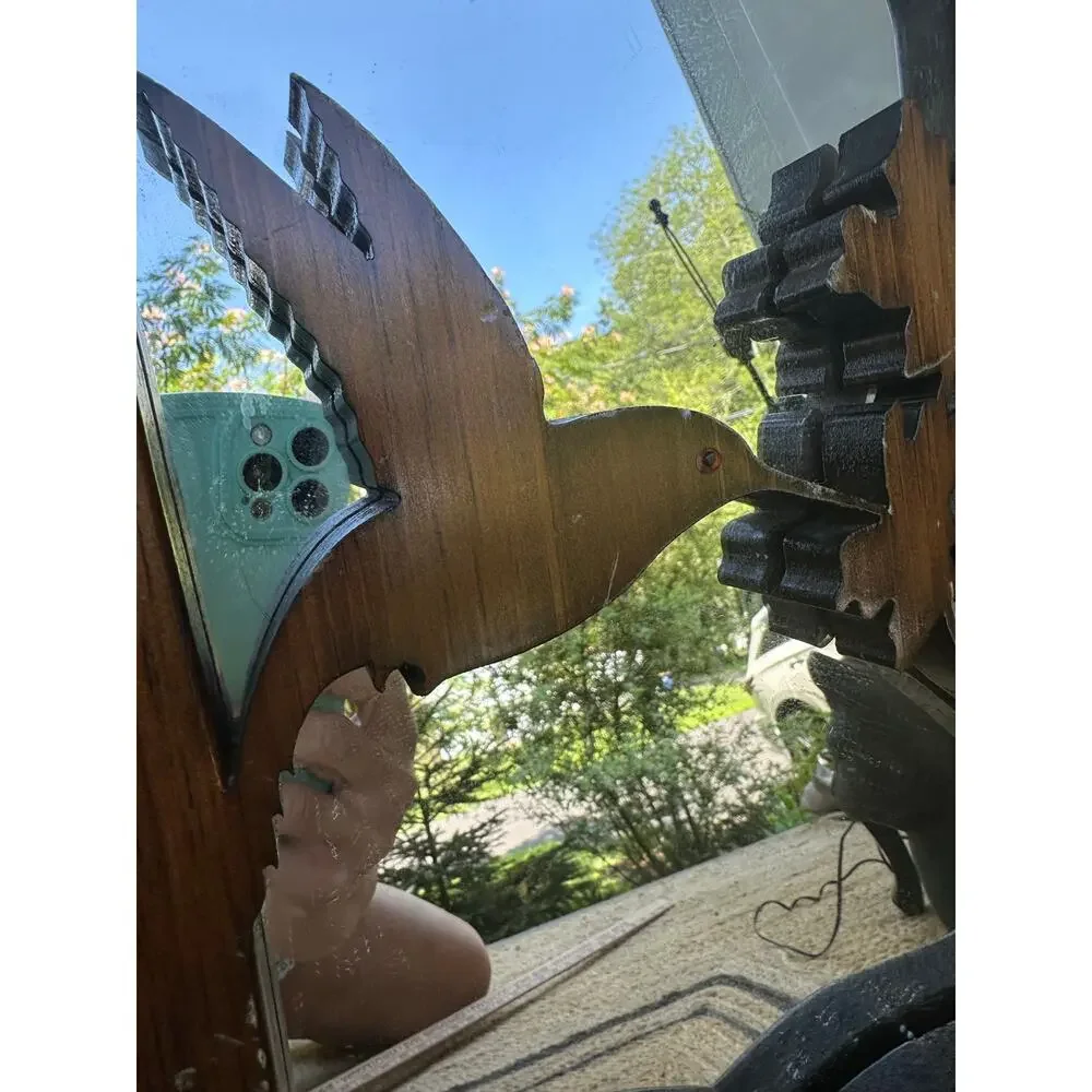 Vintage Wood Wall Caddy Mirror plant holder hummingbird hang retro boho